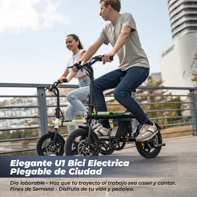 U1 14" Bicicleta Eléctrica Portátil para Adultos Ideal para Desplazamientos o Paseos de Ocio